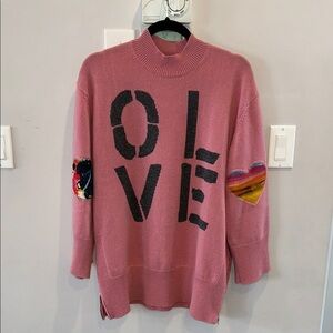 Kerri Rosenthal Mockneck LOVE Elbow Patch Sweater
